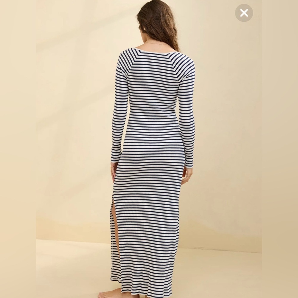 aerie Navy and White Striped Maxi Dress - Picture 2 of 11